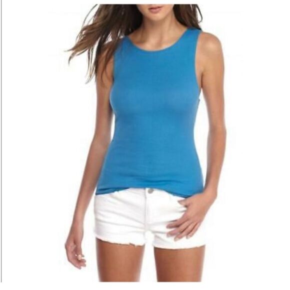Intimately Free People Blue Knotted Open Back Tank - Picture 1 of 7
